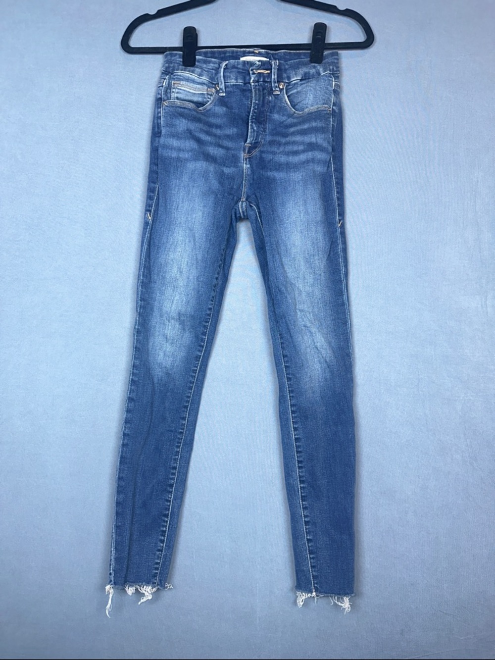 Good American Crop Skinny Jeans Womens 2 26 Blue High Rise Stretch Denim